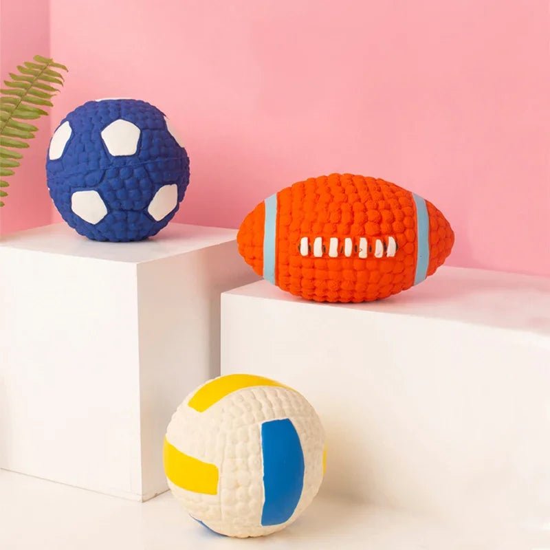 Squeaky Sports Ball Dog Chew Toys