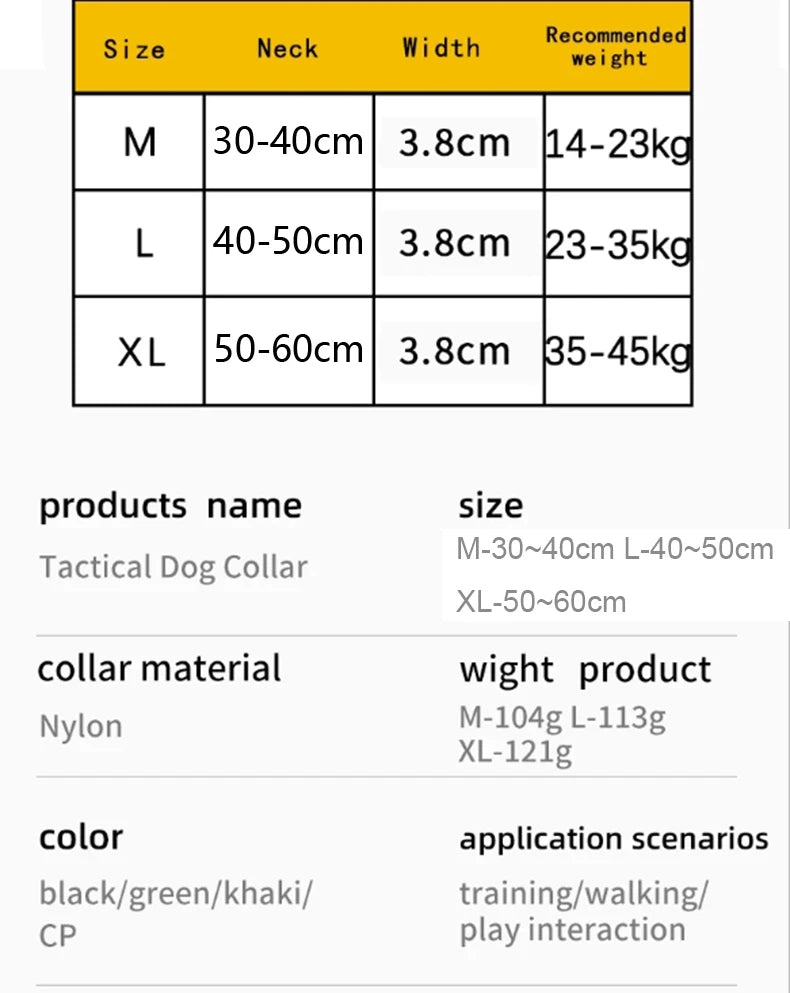 Tactical Adjustable Nylon Medium/Large Dog Collar