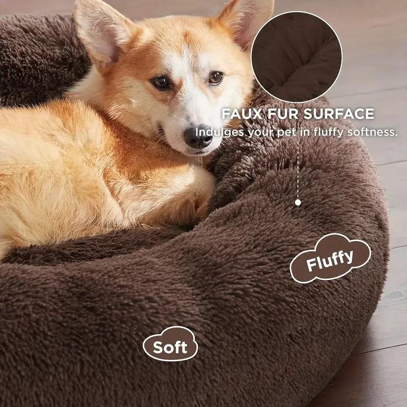 Cozy Washable Plush Round Pet Bed