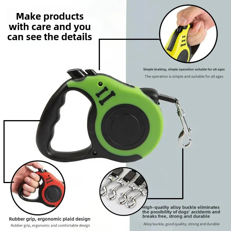Retractable Nylon Dog Leash – 3M/5M