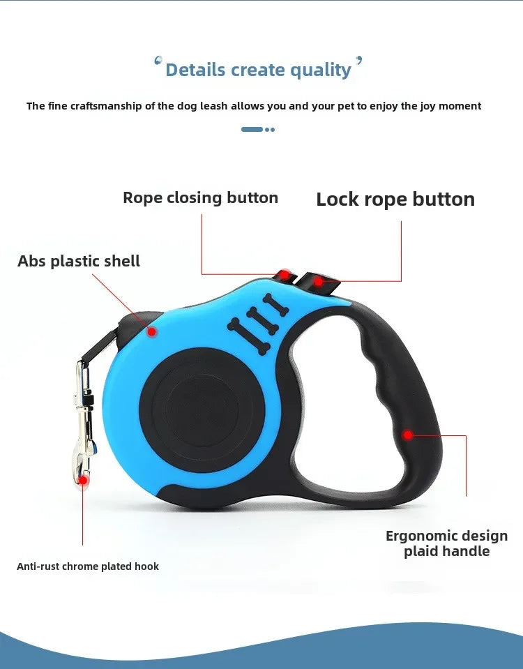 Retractable Nylon Dog Leash – 3M/5M