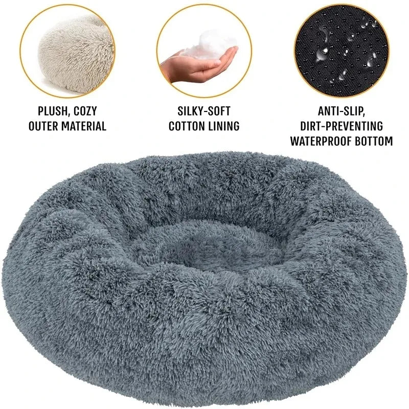 Cozy Washable Plush Round Pet Bed