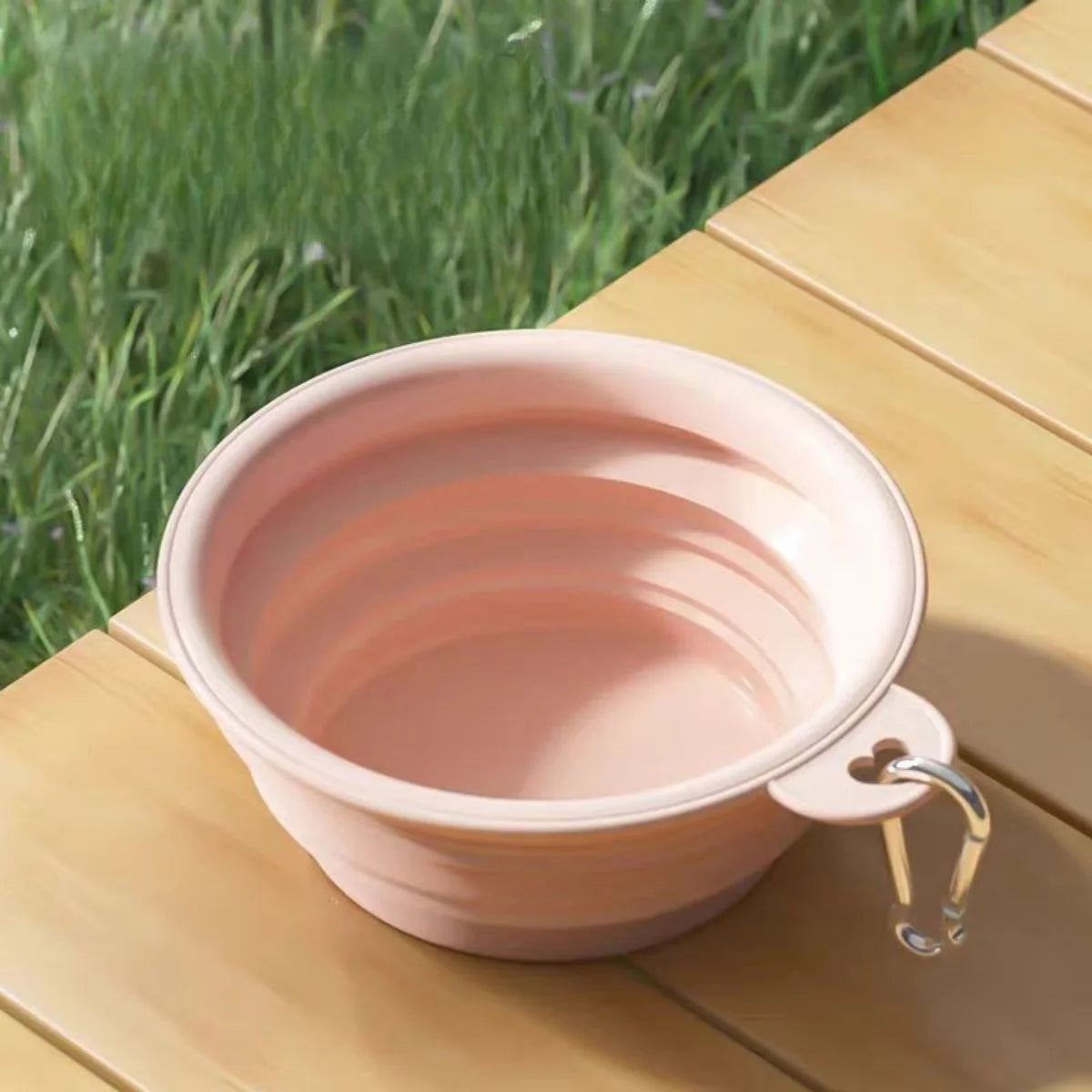 Collapsible Travel Silicone Pet Bowl with Carabiner