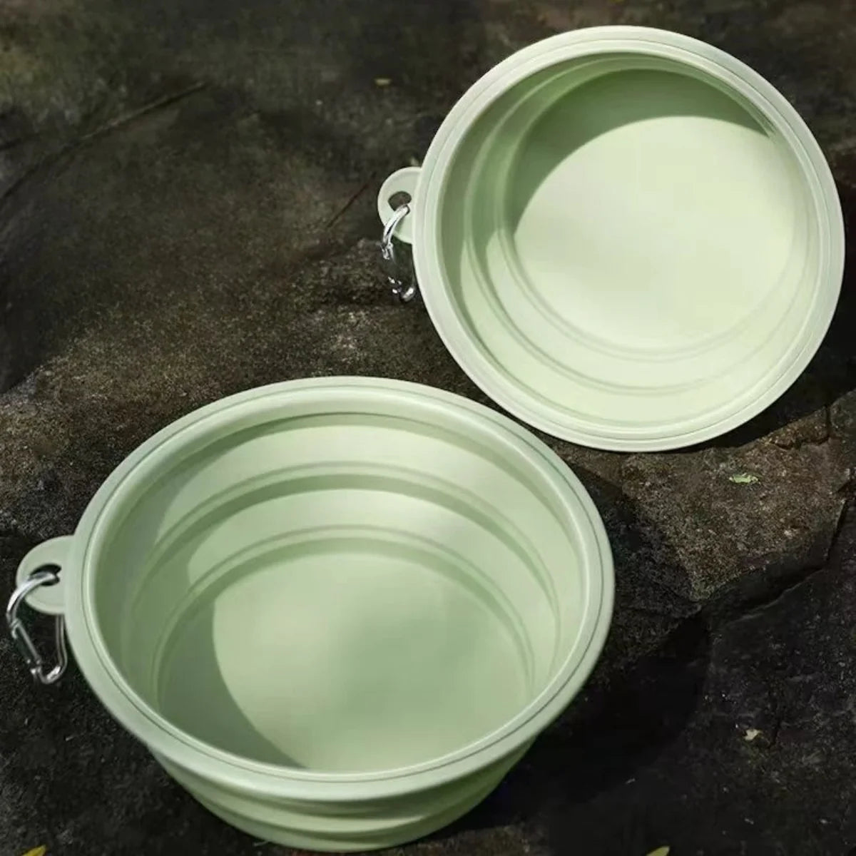 Collapsible Travel Silicone Pet Bowl with Carabiner