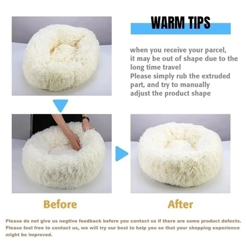 Cozy Washable Plush Round Pet Bed