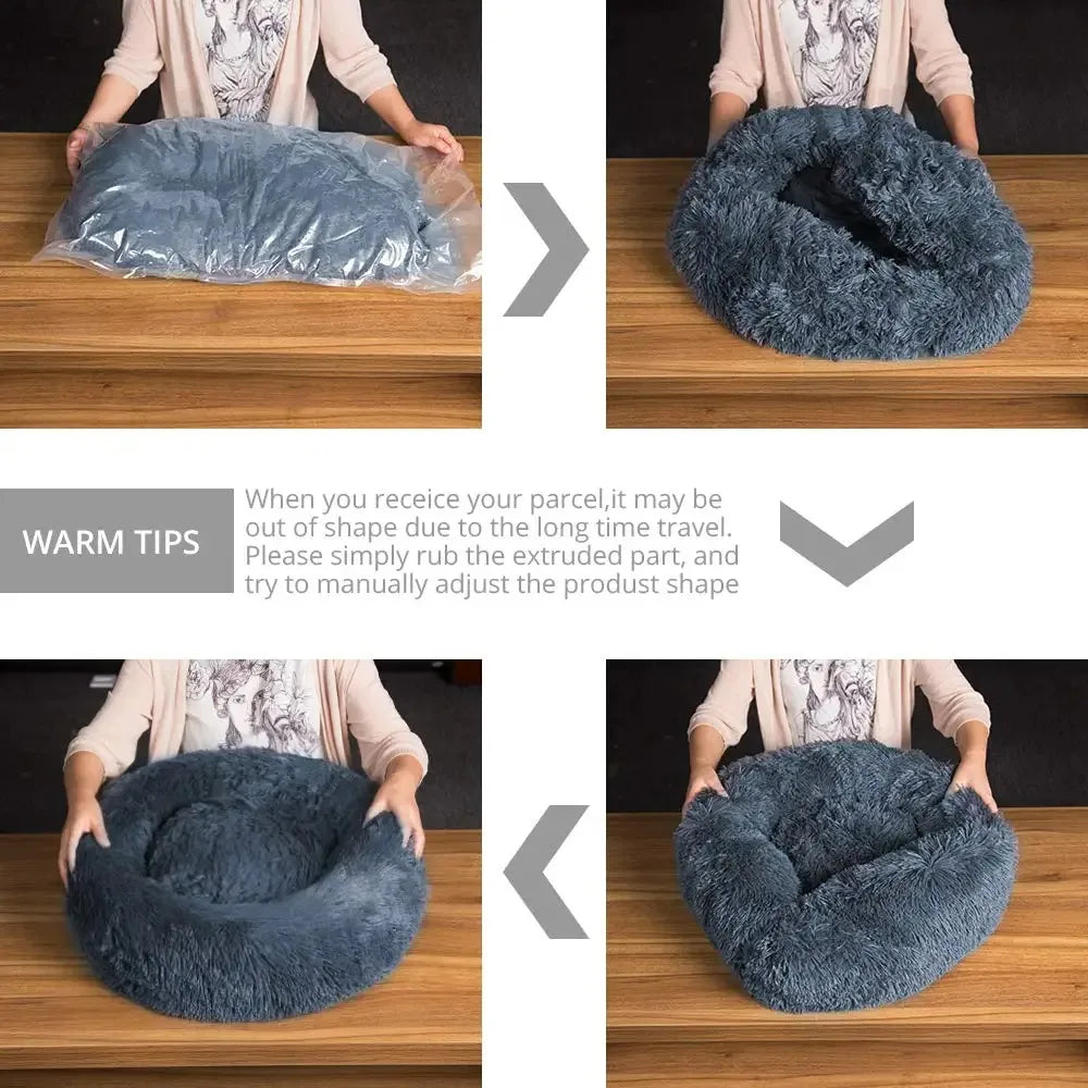 Cozy Washable Plush Round Pet Bed