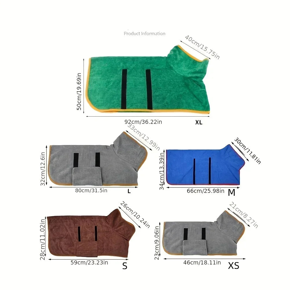 Quick-Dry Absorbent Dog Bathrobe – All Sizes